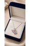 Silver Color Adjustable Pink Zircon Stone Double Swan Heart Steel Necklace - Tarnish Resistant - 45cm - 4