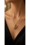 Gold Color Adjustable Pink Zircon Stone Swan Steel Necklace - Tarnish Resistant -45Cm - 2