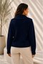 Women's Navy Blue Fold-Over Collar Zip-Up Knit Cardigan - 3