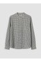 Lcw Grace Navy Blue High Collar Plaid Women's Shirt - 5