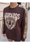 Women's Leopard Printed Stone Detailed Oversize Sweatshirt 2 Thread Without Threaded Detail New Season