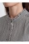 Lcw Grace Navy Blue High Collar Plaid Women's Shirt - 3