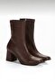 Brown Leather Stretch Heeled Boots - 4