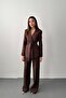 Brown Shiny Belted Suit