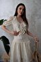 Ecru Lace Trim Blouse and Flounce Skirt Set - 3