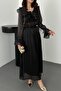 Black Ruffled Blouse and Elastic Skirt Set - 4
