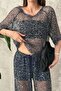 Navy Blue Sequin Suit - 4