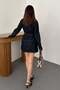Blue Gold Buttoned Denim Jacket and Skirt Set - 5