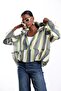 Green Striped Bomber Jacket 9787 - 2