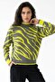 Women's Premium High Neck Zebra Patterned Knitwear Sweater