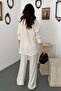 Ecru hand-embroidered shirt and pants set - 5