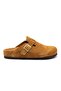 Mk406 Tan Genuine Suede Leather Full Covered Cork Sole Single Buckle Unisex Orthopedic Sabo Slippers - 2
