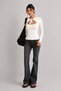 Women's Tie Detail Low-Cut Collar Long Sleeve Stretchy Fabric Casual Stylish Blouse - 3