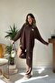 Brown Classic Ribbed Sweater and Pants Set - 2