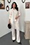 Ecru hand-embroidered shirt and pants set