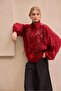 Red Beaded Lace Lined Zipper Jacket Per9773 - 2