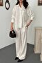 Ecru hand-embroidered shirt and pants set - 4