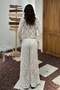 Ecru openwork knit blouse and pants set - 5