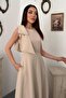 Beige Shoulder Bow Dress - 3
