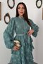 Mint valonlu striped long dress - 3
