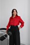 Red Gold Buttoned Satin Shirt