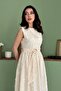 Ecru 3D Brode Detailed Dress - 3