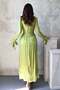 Oil Green Dress with Gathered Detail on Cuffs and Belt - 5