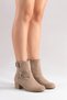 Hope Women's Beige Suede Zippered Heeled Boots with Buckle Accessories - 4