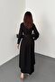 Black Buttoned Poplin Dress - 5