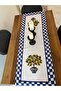 2-Piece Lemon Blue Checkered Kitchen Set Runner and Oven Cover Runner Presentation Lemon - 4