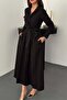 Black Buttoned Poplin Dress - 4