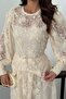 Ecru Lace Gathered Dress - 4
