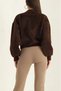 Women's Pearl Buttoned Balloon Sleeve Soft Bearded Knitwear Cardigan - 4