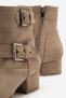 Hope Women's Beige Suede Zippered Heeled Boots with Buckle Accessories - 3