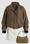 Transparent Jacket Shirt with Large Pockets and Standing Collar Per9753