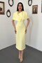 Yellow single buckle cape dress