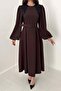 Brown Lace Detailed Dress - 4