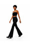 Black Lycra Spanish Flare High Waist Pants Stretch Jeans - 4