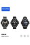 RW56 Round Shape AMOLED Display Smart Watch – Stylish and Functional Watch with 3 Pairs of Straps, Wireless Charger, Fitness Tracker, Heart Rate Monitor, Compatible with Men and Boys – Black