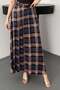Navy Blue Plaid Skirt - 4