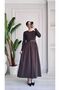 Women's Boat Neck Long Sleeve Belted Two-Tone Maxi Dress