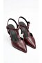 Open Back, Center Post, Burgundy Patent Leather Heeled Evening Dress Shoes - 3