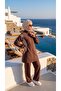 Women's Stripe Detailed Zippered Hijab Tracksuit Set - 7