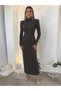 Women's long sleeve turtleneck padded long diving dress