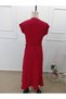 Women's Short Sleeve Double Breasted Collared Belted Waist Midi Aerobin Dress - 7