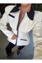 Gabardine Fabric Stripe Pocket Detail Double Zipper Premium Series Lined Waist-Tapered Padded Mid-Length Equivalent Design Jacket Trench Coat Coat - 5