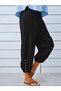 Women's Elastic Waist Lace-Up Button Detailed Trousers