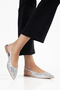 Women's Silver Stylish Stoned Anje Pointed Toe Evening Dress Shoes - 5