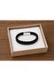 Pradeno Jetstone Black Leather Men's Bracelet - Double Row Shiny Beads - 2