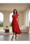 Women's Short Sleeve Double Breasted Collared Belted Waist Midi Aerobin Dress - 2